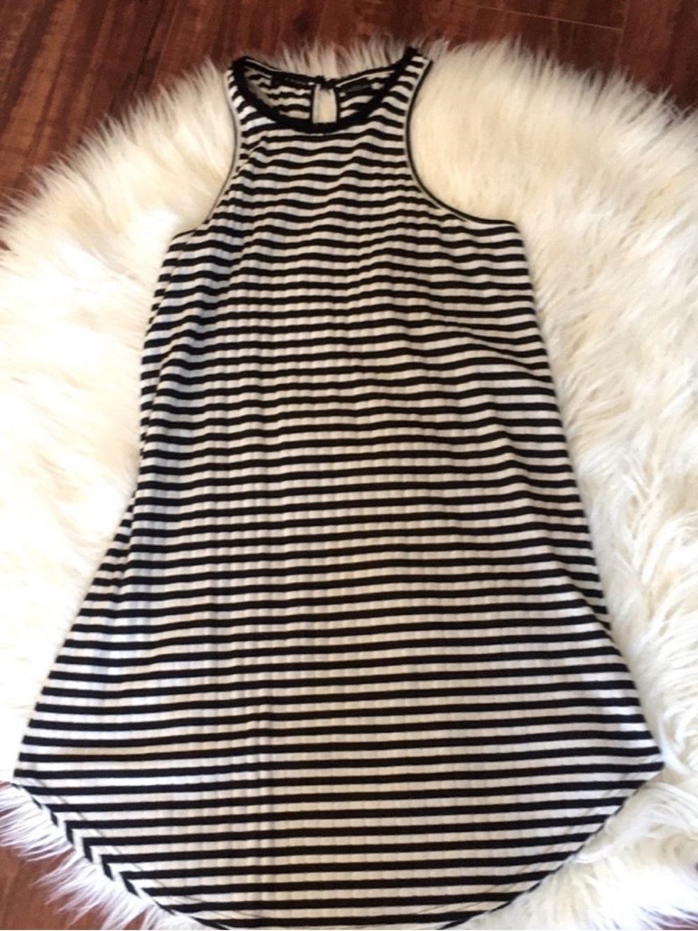 k. by kerch Black and White Knit Sleeveless Midi Dress